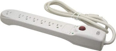 Hubbell Wiring Device-Kellems - 7 Outlets, 125 Volts, 15 Amps, 6' Cord, Power Outlet Strip - Free Hanging Mount, 5-15R NEMA Configuration - Apex Tool & Supply