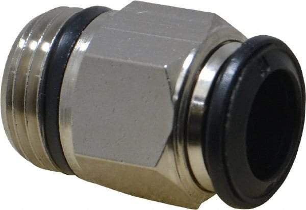 Alpha Technologies - 10mm Outside Diam, 3/8 Universal, Nickel Plated Brass Push-to-Connect Tube Male Connector - 250 Max psi, Tube to Universal Thread Connection, Buna O-Ring - Apex Tool & Supply