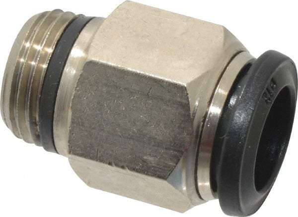 Alpha Technologies - 12mm Outside Diam, 3/8 Universal, Nickel Plated Brass Push-to-Connect Tube Male Connector - 250 Max psi, Tube to Universal Thread Connection, Buna O-Ring - Apex Tool & Supply