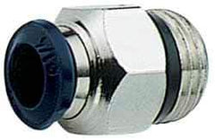 Alpha Technologies - 1/2" Outside Diam, 1/4 Universal Thread, Nickel Plated Brass Push-to-Connect Male Connector - 250 Max psi, Tube to Universal Thread Connection, Buna O-Ring - Apex Tool & Supply