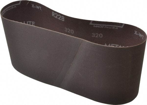 Norton - 4" Wide x 24" OAL, 320 Grit, Aluminum Oxide Abrasive Belt - Aluminum Oxide, Extra Fine, Coated, Series R228 - Apex Tool & Supply