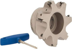 Iscar - 7 Inserts, 5" Cut Diam, 1-1/2" Arbor Diam, 0.512" Max Depth of Cut, Indexable Square-Shoulder Face Mill - 0/90° Lead Angle, 2-1/2" High, HM390 TDKT 1505 Insert Compatibility, Through Coolant, Series HeliIQMill - Apex Tool & Supply