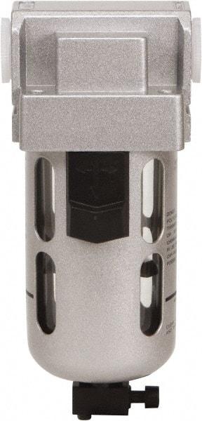 PRO-SOURCE - 1/8" Port Coalescing Filter - Polycarbonate with Metal Guard Bowl, Semi Automatic Drain, 145 Max psi, 0.1 Micron Rating, 1.57" Wide x 4.45" High - Apex Tool & Supply