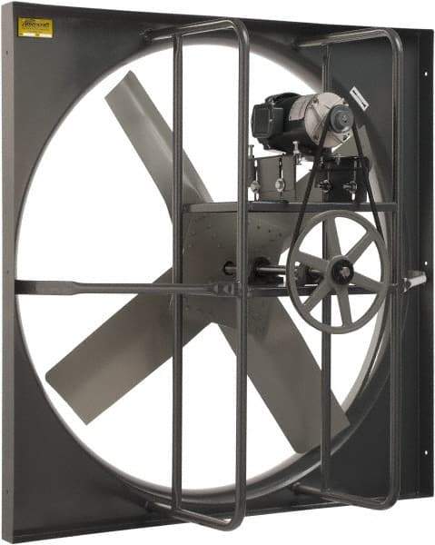 Americraft - 60" Blade, Belt Drive, 5 hp, 44,600 CFM, TEFC Exhaust Fan - 66-1/2" Opening Height x 66-1/2" Opening Width, 15.2/7.6 Amp, 230/460 Volt, 1 Speed, Three Phase - Apex Tool & Supply