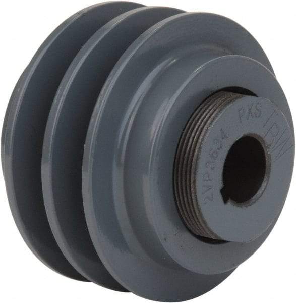TB Wood's - 1-1/8" Inside Diam x 7-1/2" Outside Diam, 2 Groove, Variable Pitched Type 2 Sheave - Belt Sections 4L, 5L, A, B & 5V, 3-1/4" Sheave Thickness, 1-13/64" Side Groove Thickness 1-5/8 to 2-3/8" Face Width - Apex Tool & Supply