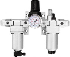 PRO-SOURCE - 1/4 NPT Intermediate 3 Pc Filter-Regulator-Lubricator FRL Unit with Pressure Gauge - Apex Tool & Supply