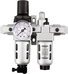 PRO-SOURCE - 1" NPT Port Heavy Duty 2 Piece Filter/Regulator-Lubricator FRL Unit - Polycarbonate Bowl, 140 SCFM, 145 Max psi, 14.6" High, Manual Drain - Apex Tool & Supply