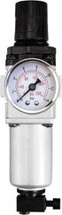 PRO-SOURCE - 1/4" NPT Port Intermediate 1 Piece Filter/Regulator FRL Unit - Aluminum Bowl, 63 SCFM, 215 Max psi, 10.43" High, Manual Drain - Apex Tool & Supply