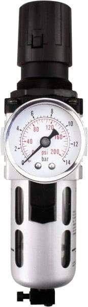 PRO-SOURCE - 3/4" NPT Port Heavy Duty 1 Piece Filter/Regulator FRL Unit - Polycarbonate Bowl, 149 SCFM, 145 Max psi, 14.6" High, Manual Drain - Apex Tool & Supply