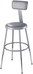 NPS - 16-3/4" Wide x 20-1/2" Deep x 44 to 53-1/2" High, Standard Base, Adjustable Seat Stool - Vinyl Seat, Gray - Apex Tool & Supply
