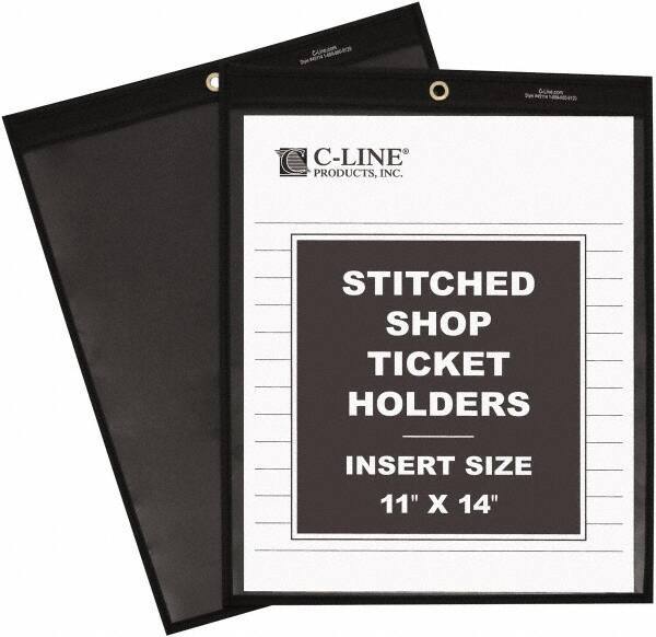 C-LINE - 25 Piece Clear Stitched Shop Ticket Holder - 14" High x 11" Wide - Apex Tool & Supply