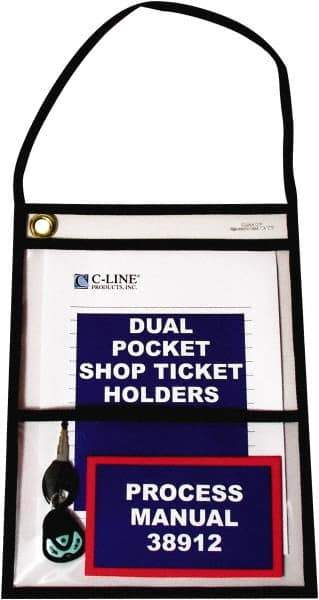 C-LINE - 15 Piece Clear Dual Pocket Stitched Hanging Shop Ticket Holder - 12" High x 9" Wide - Apex Tool & Supply