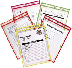 C-LINE - 25 Piece Neon Orange, Green, Red, Yellow & Pink Stitched Shop Ticket Holder - 12" High x 9" Wide - Apex Tool & Supply