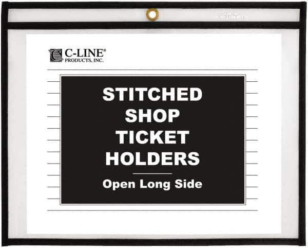 C-LINE - 25 Piece Clear Stitched Shop Ticket Holder-Open Long Side - 11" High x 8-1/2" Wide - Apex Tool & Supply