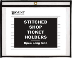 C-LINE - 25 Piece Clear Stitched Shop Ticket Holder-Open Long Side - 11" High x 8-1/2" Wide - Apex Tool & Supply