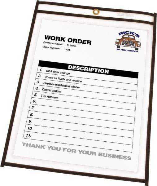 C-LINE - 25 Piece Clear Stitched Shop Ticket Holder - 11" High x 8-1/2" Wide - Apex Tool & Supply