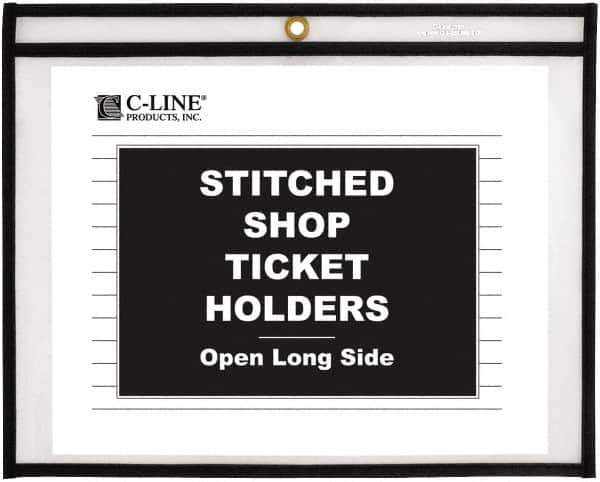 C-LINE - 25 Piece Clear Stitched Shop Ticket Holder-Open Long Side - 12" High x 9" Wide - Apex Tool & Supply