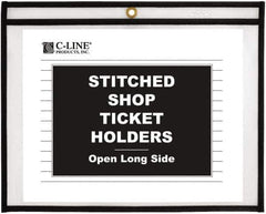 C-LINE - 25 Piece Clear Stitched Shop Ticket Holder-Open Long Side - 12" High x 9" Wide - Apex Tool & Supply