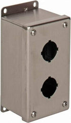nVent Hoffman - 2 Hole, 1.2 Inch Hole Diameter, Stainless Steel Pushbutton Switch Enclosure - 6-3/4 Inch High x 3.47 Inch Wide x 2-3/4 Inch Deep, 12, 13, 4X NEMA Rated - Apex Tool & Supply