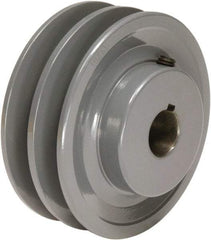TB Wood's - 1-1/8" Bore, 1-3/16 Long, 4.45" Outside Diam, Finished Bore Two Groove V Belt Sheave - 1-3/4" Wide, 4.1 Belt Pitch B, 3.7" Pitch Diam of 4L Belt - Apex Tool & Supply
