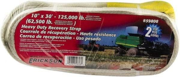 Erickson Manufacturing - 30' Long x 10" Wide, 125,000 Lb Basket Capacity, Polyester Blend Web Sling - White - Apex Tool & Supply