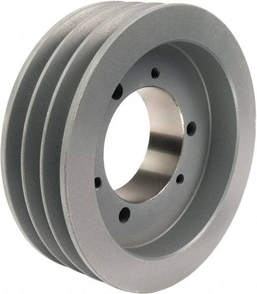 TB Wood's - 3 Groove, 1/2 to 2-1/2 Bore Diam, 6.3" Outside Diam, QD Bushed V Belt Sheave - 6.3 5V Diam Belt Pitch - Apex Tool & Supply