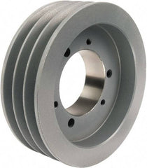 TB Wood's - 3 Groove, 1/2 to 1-5/8 Bore Diam, 4.55" Outside Diam, QD Bushed V Belt Sheave - 3.8 A Diam Belt Pitch - Apex Tool & Supply