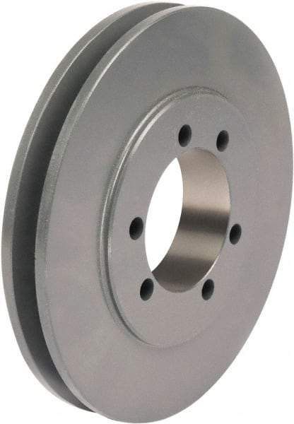 TB Wood's - 1 Groove, 1/2 to 1-15/16 Bore Diam, 6-3/4" Outside Diam, QD Bushed V Belt Sheave - 6.0 A Diam Belt Pitch - Apex Tool & Supply