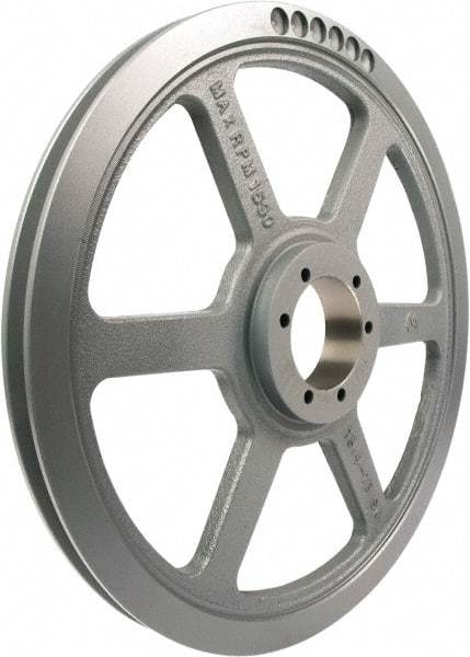 TB Wood's - 1 Groove, 1/2 to 2-15/16 Bore Diam, 25.35" Outside Diam, QD Bushed V Belt Sheave - 24.6 A Diam Belt Pitch - Apex Tool & Supply