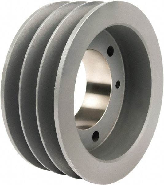 TB Wood's - 3 Groove, 1/2 to 1-5/8 Bore Diam, 4.15" Outside Diam, QD Bushed V Belt Sheave - 3.4 A Diam Belt Pitch - Apex Tool & Supply