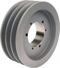 TB Wood's - 3 Groove, 1/2 to 2-1/2 Bore Diam, 7-3/4" Outside Diam, QD Bushed V Belt Sheave - 7.0 A Diam Belt Pitch - Apex Tool & Supply