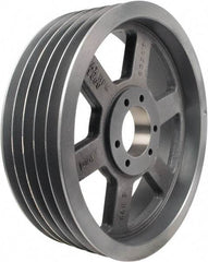 TB Wood's - 5 Groove, 7/8 to 3-1/2 Bore Diam, 12-1/2" Outside Diam, QD Bushed V Belt Sheave - 12.5 5V Diam Belt Pitch - Apex Tool & Supply