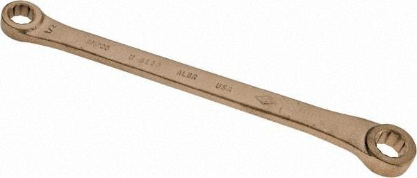 Ampco - 1/2" x 9/16" 12 Point Offset Box Wrench - Double End, 9-1/2" OAL, Aluminum Bronze - Apex Tool & Supply