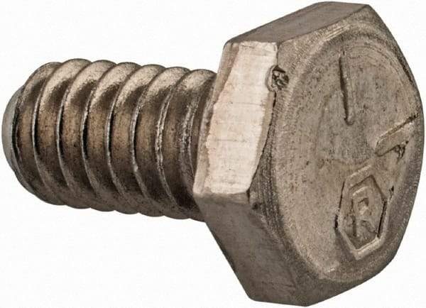 Made in USA - 1/4-20 UNC, 1/2" Length Under Head Hex Head Cap Screw - Grade 18-8 Stainless Steel, Uncoated, 7/16" Hex - Apex Tool & Supply