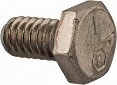 Made in USA - 1/4-20 UNC, 1/2" Length Under Head Hex Head Cap Screw - Grade 18-8 Stainless Steel, Uncoated, 7/16" Hex - Apex Tool & Supply