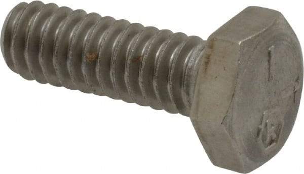 Made in USA - 1/4-20 UNC, 3/4" Length Under Head Hex Head Cap Screw - Grade 18-8 Stainless Steel, Uncoated, 7/16" Hex - Apex Tool & Supply