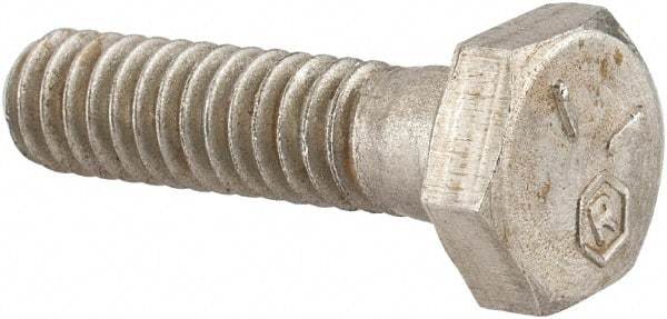 Made in USA - 1/4-20 UNC, 1" Length Under Head Hex Head Cap Screw - Grade 18-8 Stainless Steel, Uncoated, 7/16" Hex - Apex Tool & Supply