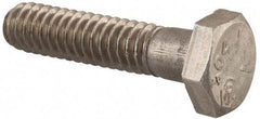 Made in USA - 1/4-20 UNC, 1-1/8" Length Under Head Hex Head Cap Screw - Grade 18-8 Stainless Steel, Uncoated, 7/16" Hex - Apex Tool & Supply