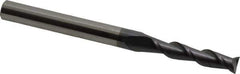 Accupro - 7/32", 1" LOC, 1/4" Shank Diam, 3" OAL, 2 Flute, Solid Carbide Square End Mill - Single End, AlTiN Finish, Spiral Flute, 40° Helix, Centercutting, Right Hand Cut, Right Hand Flute - Apex Tool & Supply