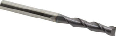 Accupro - 1/4", 1-1/4" LOC, 1/4" Shank Diam, 3" OAL, 2 Flute, Solid Carbide Square End Mill - Single End, AlTiN Finish, Spiral Flute, 40° Helix, Centercutting, Right Hand Cut, Right Hand Flute - Apex Tool & Supply