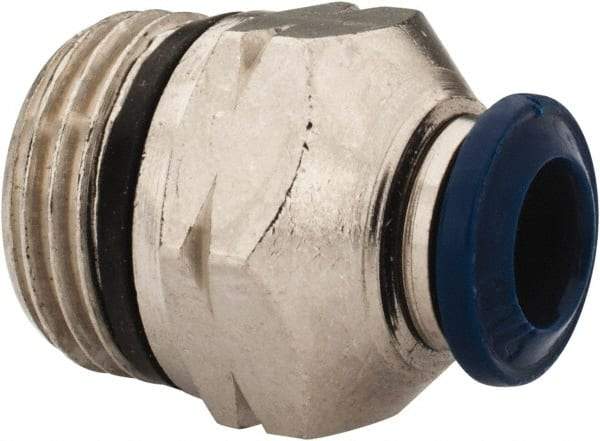 Alpha Technologies - 1/4" Outside Diam, 3/8 Universal Thread, Nickel Plated Brass Push-to-Connect Male Connector - 250 Max psi, Tube to Universal Thread Connection, Buna O-Ring - Apex Tool & Supply