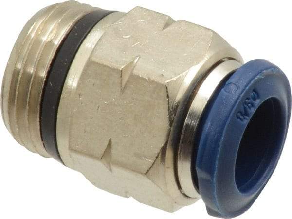Alpha Technologies - 3/8" Outside Diam, 3/8 Universal Thread, Nickel Plated Brass Push-to-Connect Male Connector - 250 Max psi, Tube to Universal Thread Connection, Buna O-Ring - Apex Tool & Supply
