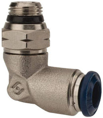 Alpha Technologies - 1/4" Outside Diam, 1/8 Universal Thread, Nickel Plated Brass Push-to-Connect Male Swivel Elbow - 250 Max psi, Tube to Universal Thread Connection, Buna O-Ring - Apex Tool & Supply