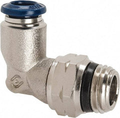 Alpha Technologies - 1/4" Outside Diam, 1/4 Universal Thread, Nickel Plated Brass Push-to-Connect Male Swivel Elbow - 250 Max psi, Tube to Universal Thread Connection, Buna O-Ring - Apex Tool & Supply
