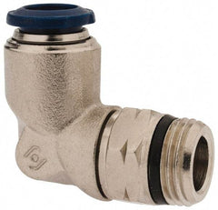 Alpha Technologies - 3/8" Outside Diam, 3/8 Universal Thread, Nickel Plated Brass Push-to-Connect Male Swivel Elbow - 250 Max psi, Tube to Universal Thread Connection, Buna O-Ring - Apex Tool & Supply