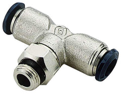 Alpha Technologies - 1/2" Outside Diam, 3/8 Universal Thread, Nickel Plated Brass Push-to-Connect Male Swivel Branch Tee - 250 Max psi, Tube to Universal Thread Connection, Buna O-Ring - Apex Tool & Supply