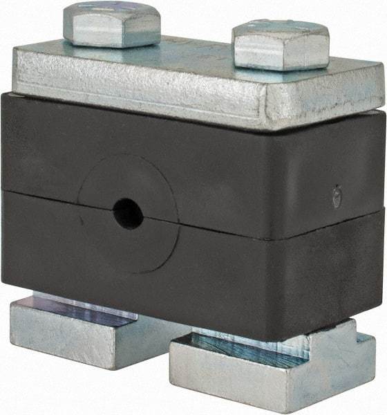 HYDAC - 2.87" Wide x 1.89" High x 1.18" Deep, Polypropylene Heavy Duty C-Rail Mount Vibration-Control Clamp - Carbon Steel Plate, Mount with C-Rail Nuts, Top plates, Clamp Pairs, and Bolts - Apex Tool & Supply