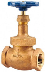 NIBCO - 1" Pipe, Threaded Ends, Bronze Integral Oxygen Service Globe Valve - PTFE Disc, Union Bonnet, 300 psi WOG, 150 psi WSP, Class 150 - Apex Tool & Supply