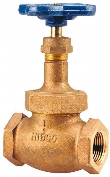 NIBCO - 3/4" Pipe, Threaded Ends, Bronze Integral Oxygen Service Globe Valve - PTFE Disc, Union Bonnet, 300 psi WOG, 150 psi WSP, Class 150 - Apex Tool & Supply