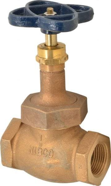 NIBCO - 1" Pipe, Threaded Ends, Bronze Integral Globe Valve - PTFE Disc, Screw-In Bonnet, 200 psi WOG, 125 psi WSP, Class 125 - Apex Tool & Supply
